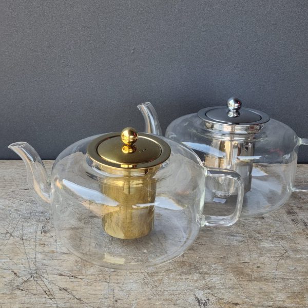 קנקן זכוכית לתה כסף\זהב